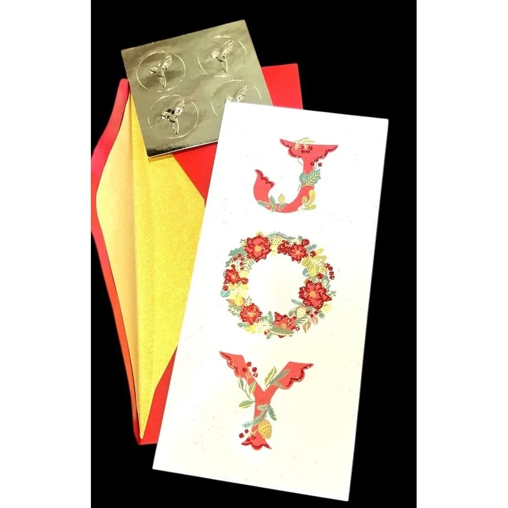 Papyrus JOY Holiday Note Cards 12 Box Set 16 Gold Foil Seals x mas stationary